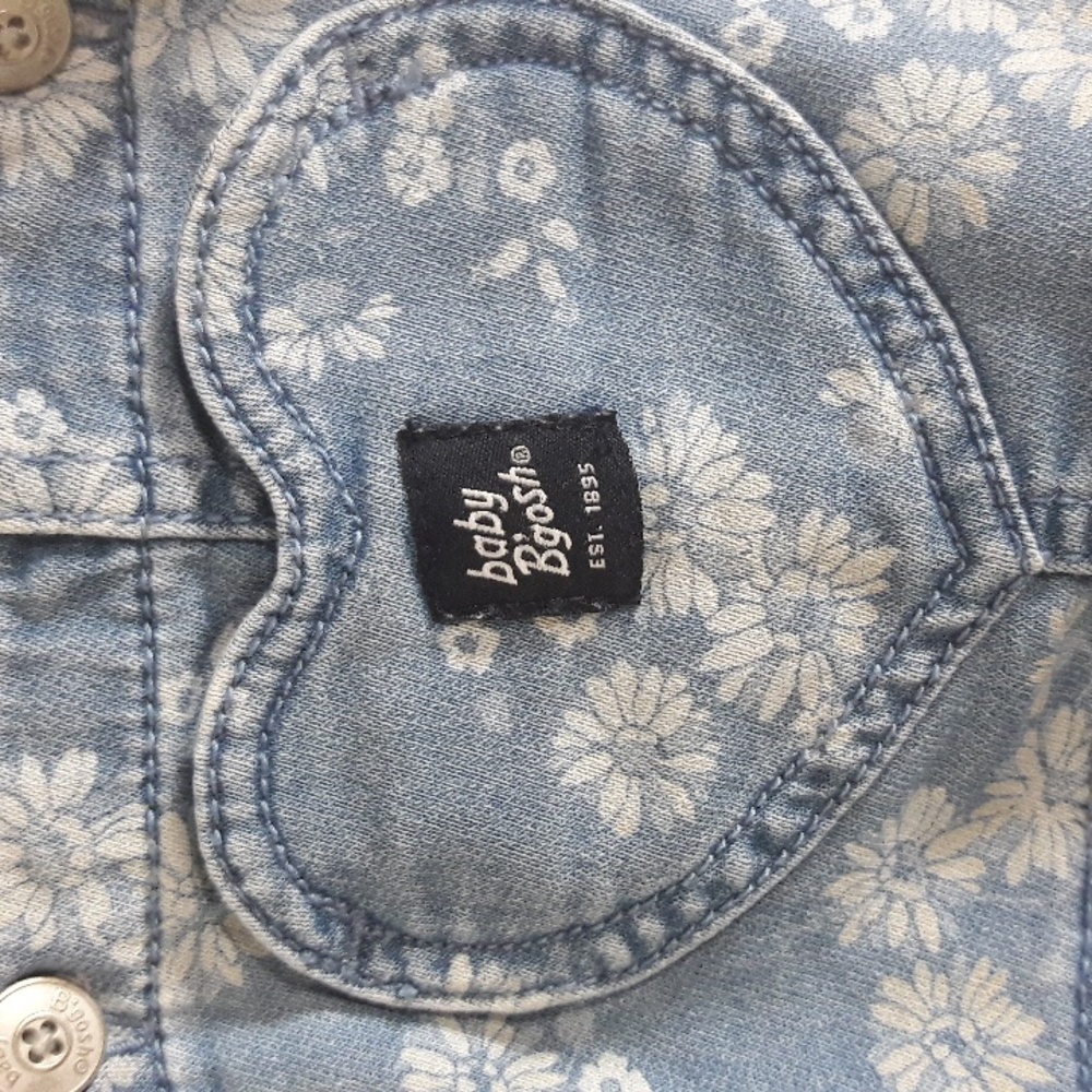 baby B'gosh girl's denim overall shorts floral print 18M - Picture 2 of 11